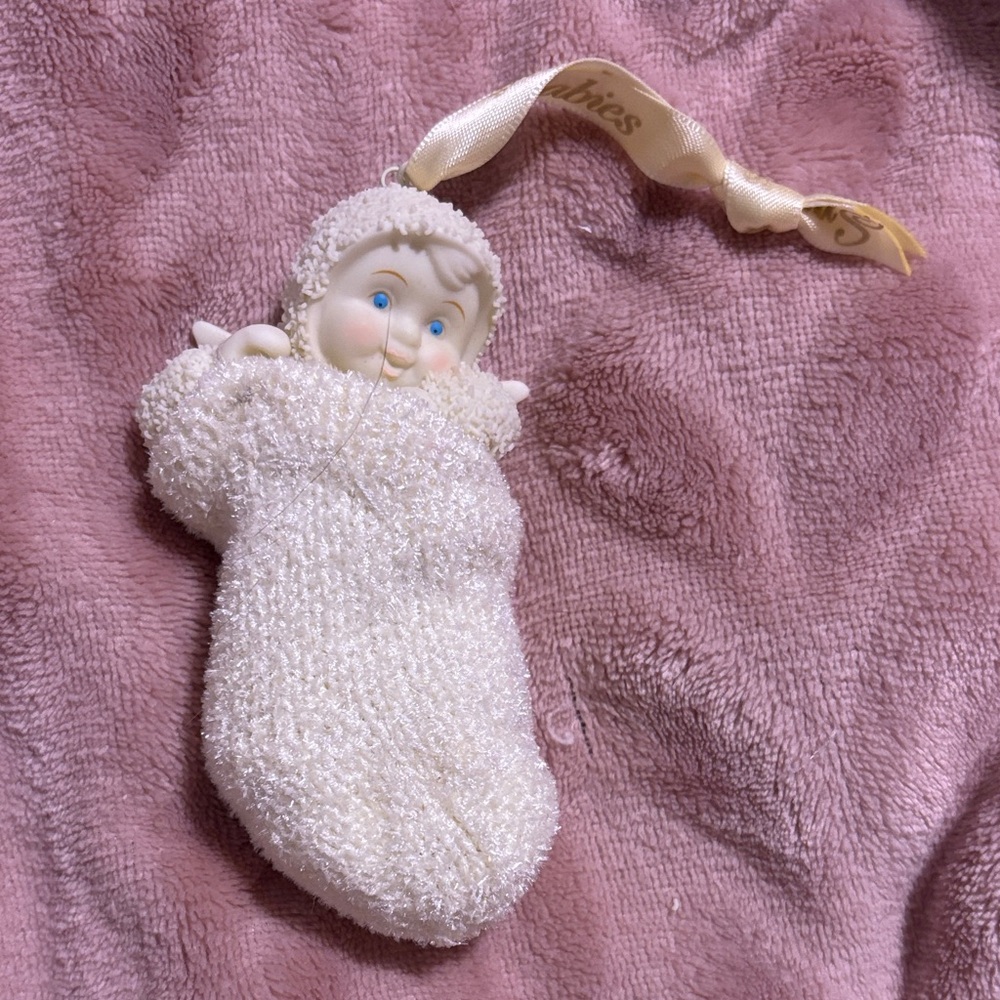 Dept 56… Snow Babies…Baby in a Holiday Stocking Ornament… No Box